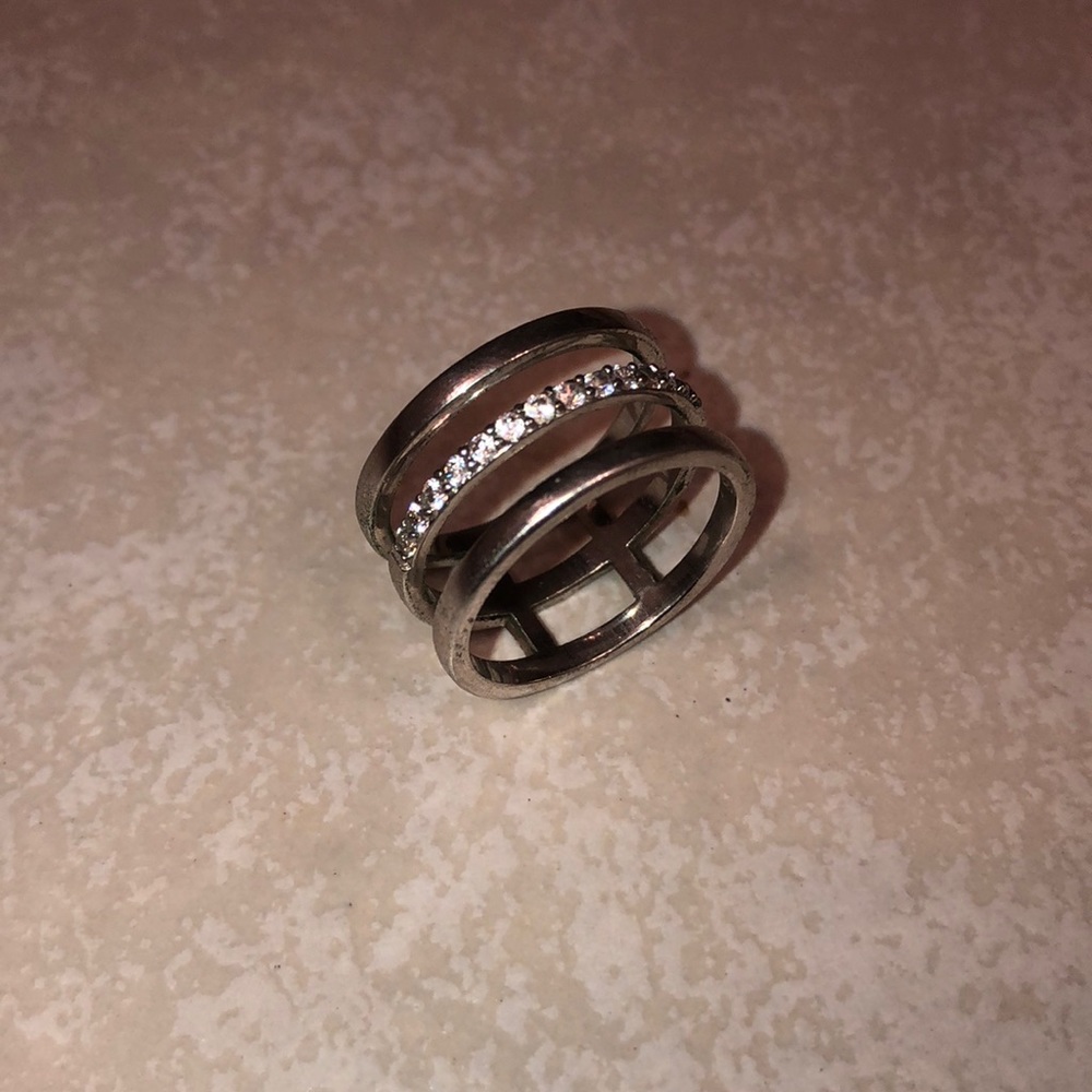 silver 3 band ring